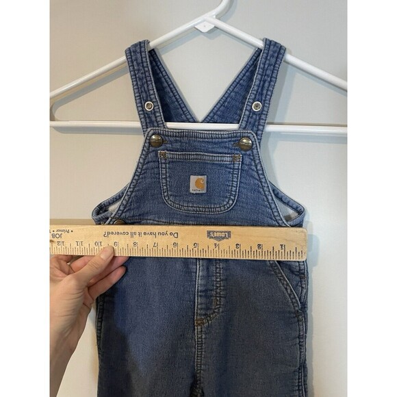 Carhartt Denim Overalls Bib Size 24M Toddler  Baby Infant Soft Stretch Blue Jean - Picture 4 of 8